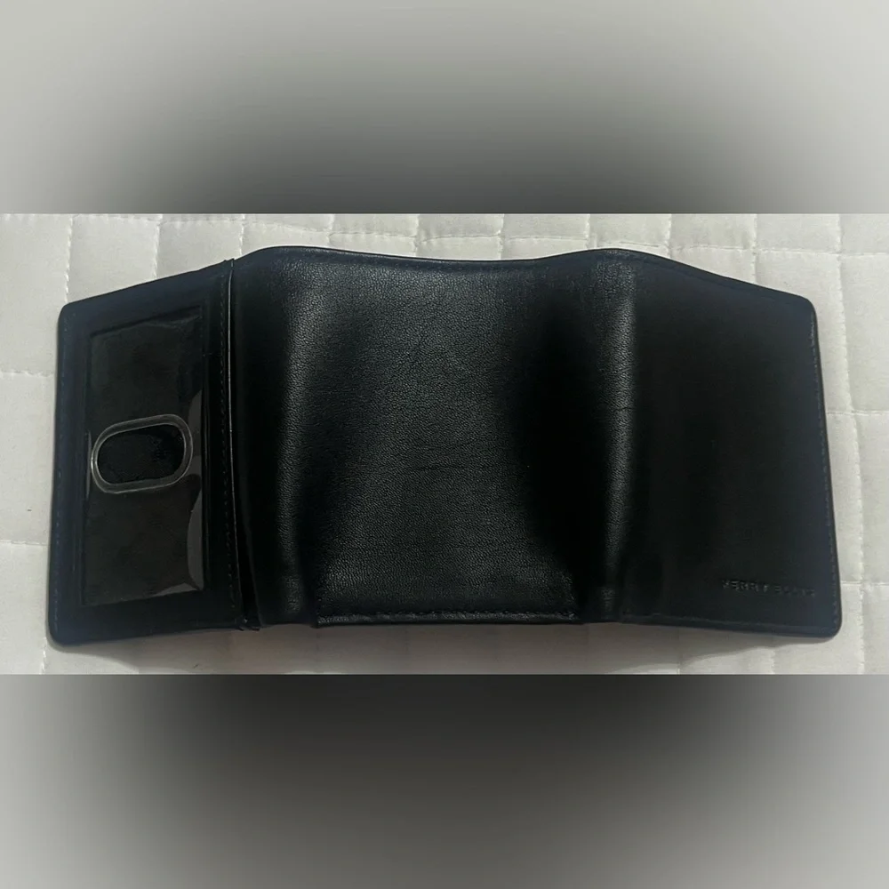 NWT Perry Ellis Black Leather Tri-Fold Wallet
